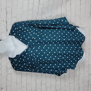 Torrid - Green & White Polka Dot Convertible Sleeve Harper Blouse 💘